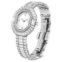 Matrix octagon watch, Baguette cut, Metal bracelet, Silver tone, Stainless steel by SWAROVSKI
