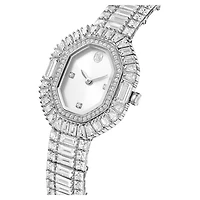 Matrix octagon watch, Baguette cut, Metal bracelet, Silver tone, Stainless steel by SWAROVSKI