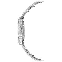 Matrix octagon watch, Baguette cut, Metal bracelet, Silver tone, Stainless steel by SWAROVSKI