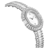 Matrix octagon watch, Baguette cut, Metal bracelet, Silver tone, Stainless steel by SWAROVSKI