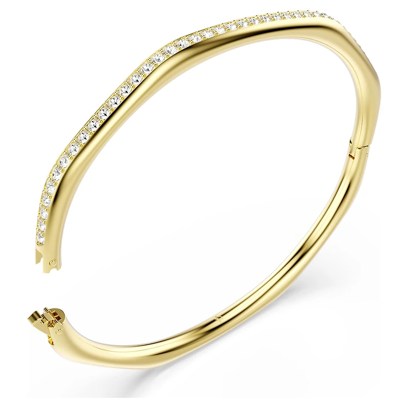 Dextera bangle, Octagon shape, Round cut, White, 18K gold finish