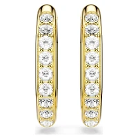 Dextera hoop earrings, Octagon shape, Round cut, Medium, White, 18K gold finish