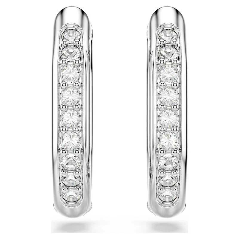 Dextera hoop earrings, Octagon shape, Round cut, White, Rhodium plated by SWAROVSKI