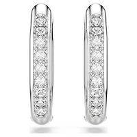 Dextera hoop earrings, Octagon shape, Round cut, White, Rhodium plated by SWAROVSKI