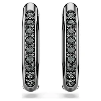 Dextera hoop earrings, Octagon shape, Round cut, Black, Ruthenium plated by SWAROVSKI
