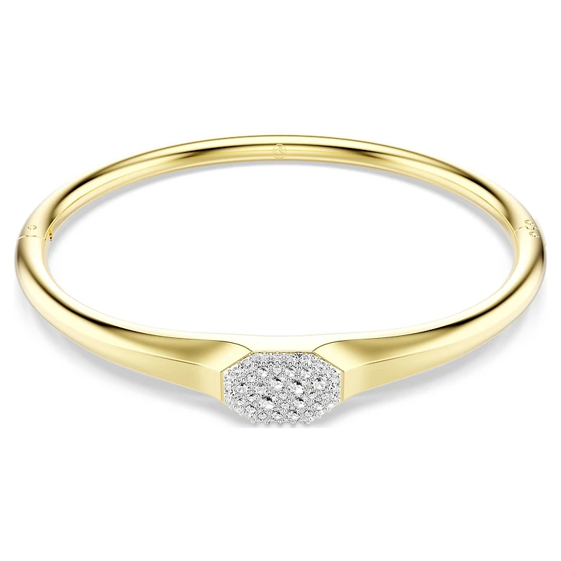 Dextera bangle, Round cut, White, Gold-tone plated by SWAROVSKI