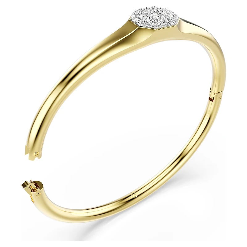 Dextera bangle, Round cut, White, 18K gold finish