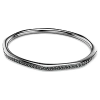 Dextera bangle, Octagon shape, Round cut, White, Ruthenium plated by SWAROVSKI
