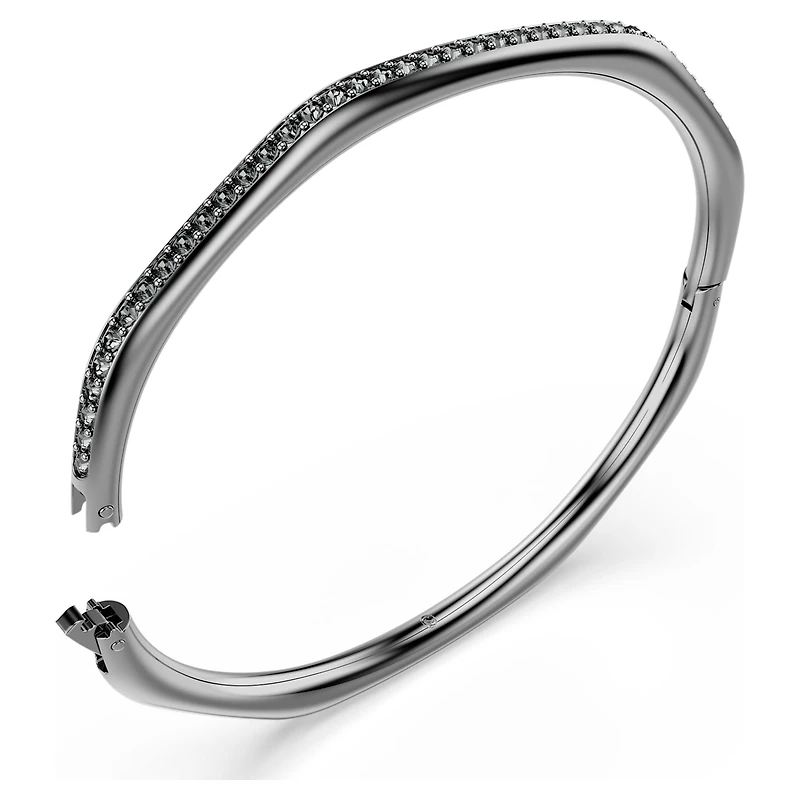Dextera bangle, Octagon shape, Round cut, White, Ruthenium plated by SWAROVSKI