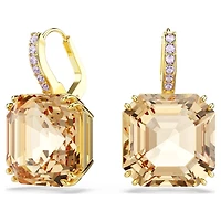 Millenia drop earrings, Mixed cuts, Caramel, 18K gold finish