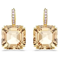 Millenia drop earrings, Mixed cuts, Caramel, 18K gold finish