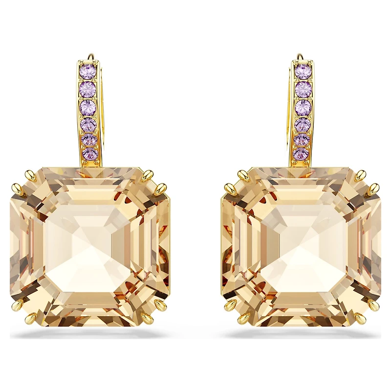 Millenia drop earrings, Mixed cuts, Caramel, Gold-tone plated by SWAROVSKI