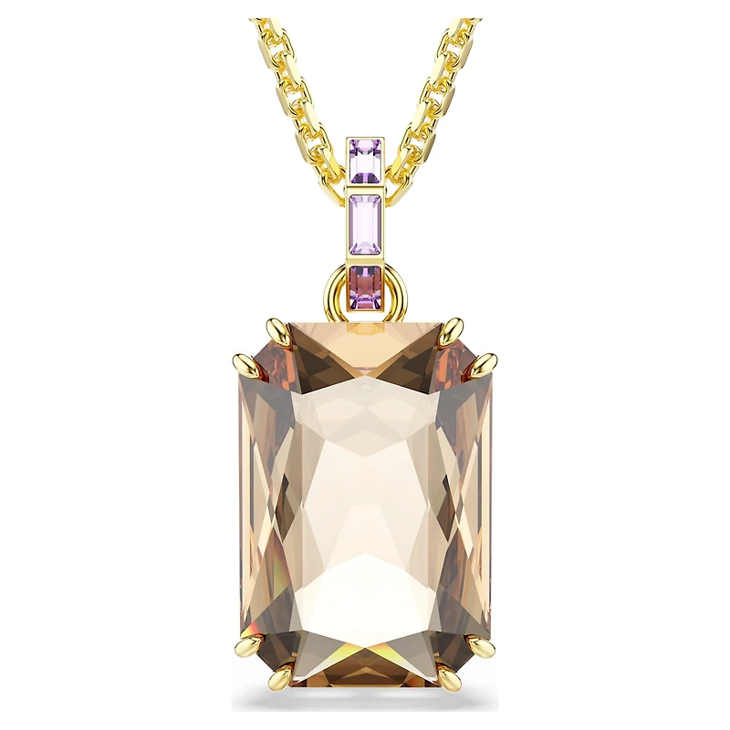 Millenia pendant, Octagon cut, Caramel, 18K gold finish