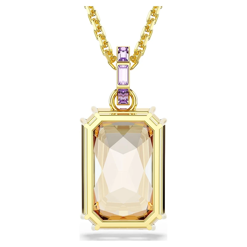 Millenia pendant, Octagon cut, Caramel, 18K gold finish