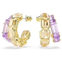 Millenia hoop earrings, Mixed cuts, Multicoloured, 18K gold finish