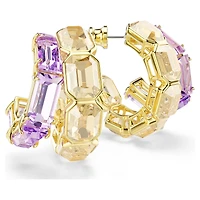 Millenia hoop earrings, Mixed cuts, Multicoloured, 18K gold finish