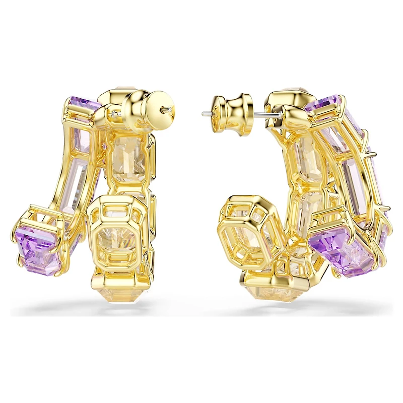 Millenia hoop earrings, Mixed cuts, Multicoloured, Gold-tone plated by SWAROVSKI