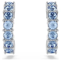 Mini Hoop earrings, Round cut, Blue, Rhodium plated by SWAROVSKI