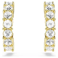 Mini Hoop earrings, Round cut, White, 18K gold finish