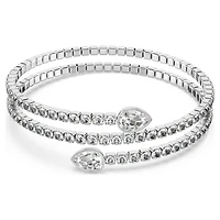 Twisty cuff, Mixed cuts, White, Rhodium plated by SWAROVSKI