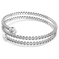 Twisty cuff, Mixed cuts, White, Rhodium plated by SWAROVSKI