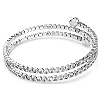 Twisty cuff, Mixed cuts, White, Rhodium plated by SWAROVSKI
