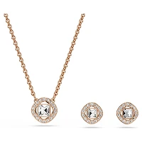 Una Angelic set, Round cut, White, 18K rose gold finish