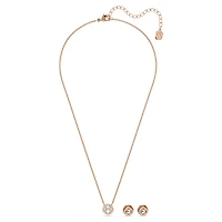 Una Angelic set, Round cut, White, 18K rose gold finish