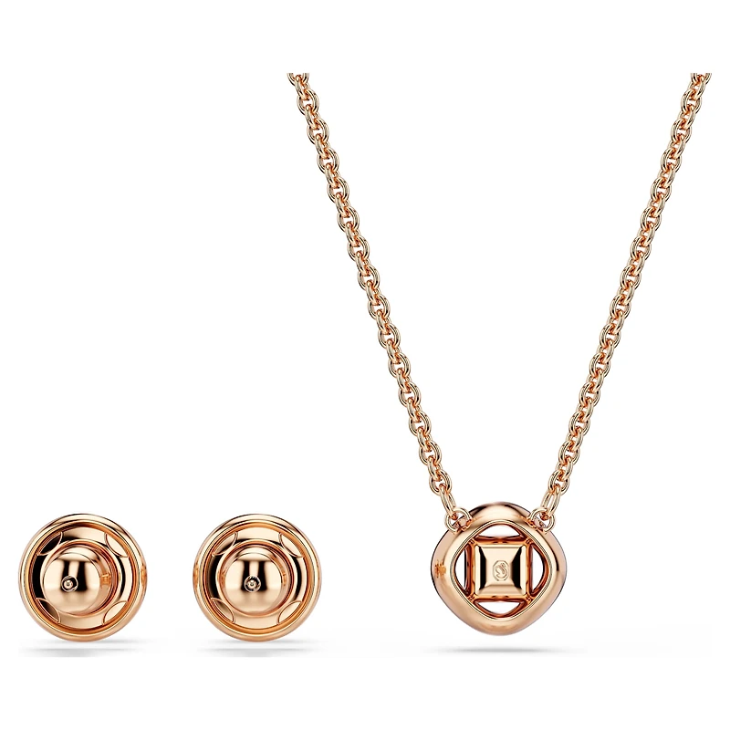 Una Angelic set, Round cut, White, 18K rose gold finish