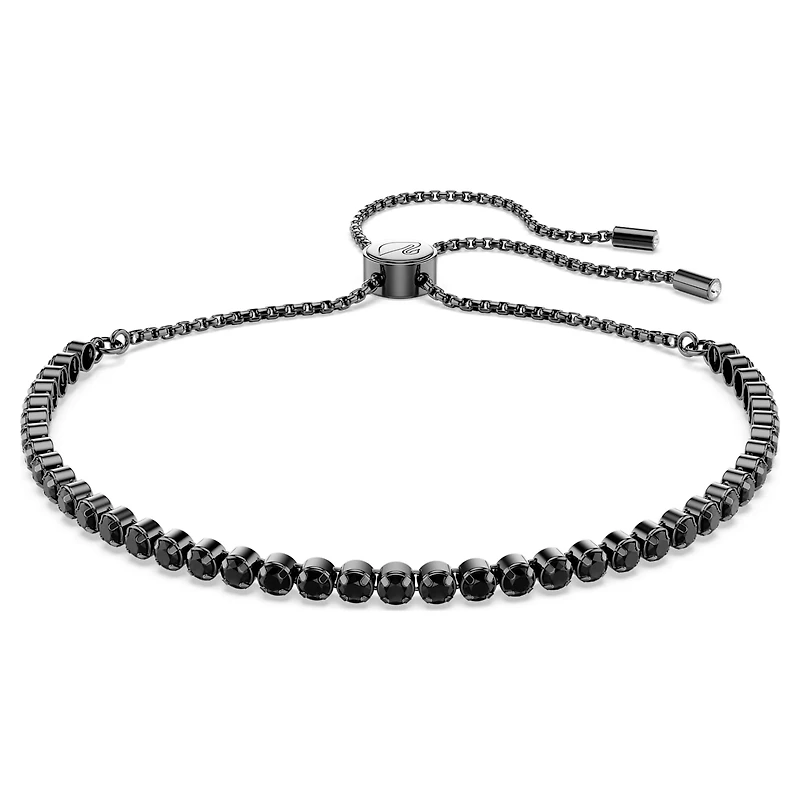 Matrix Tennis bracelet, Mixed round cuts, Black, Ruthenium plated by SWAROVSKI