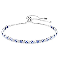 Matrix Tennis bracelet, Mixed round cuts, Blue, Rhodium plated by SWAROVSKI