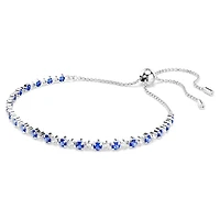 Matrix Tennis bracelet, Mixed round cuts, Blue, Rhodium plated by SWAROVSKI