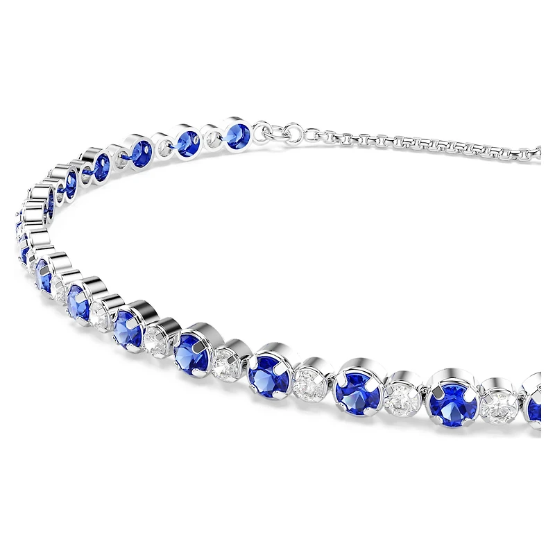 Matrix Tennis bracelet, Mixed round cuts, Blue, Rhodium plated by SWAROVSKI