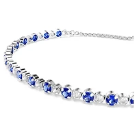 Matrix Tennis bracelet, Mixed round cuts, Blue, Rhodium plated by SWAROVSKI