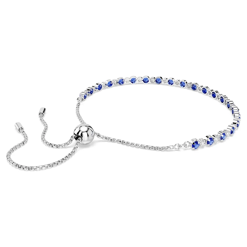 Matrix Tennis bracelet, Mixed round cuts, Blue, Rhodium plated by SWAROVSKI