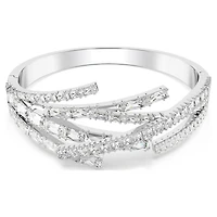 Matrix bangle, Mixed cuts, White, Rhodium plated by SWAROVSKI