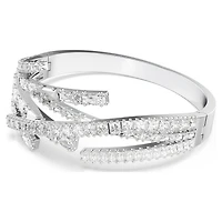 Matrix bangle, Mixed cuts, White, Rhodium plated by SWAROVSKI