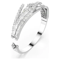 Matrix bangle, Mixed cuts, White, Rhodium plated by SWAROVSKI