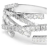 Matrix bangle, Mixed cuts, White, Rhodium plated by SWAROVSKI