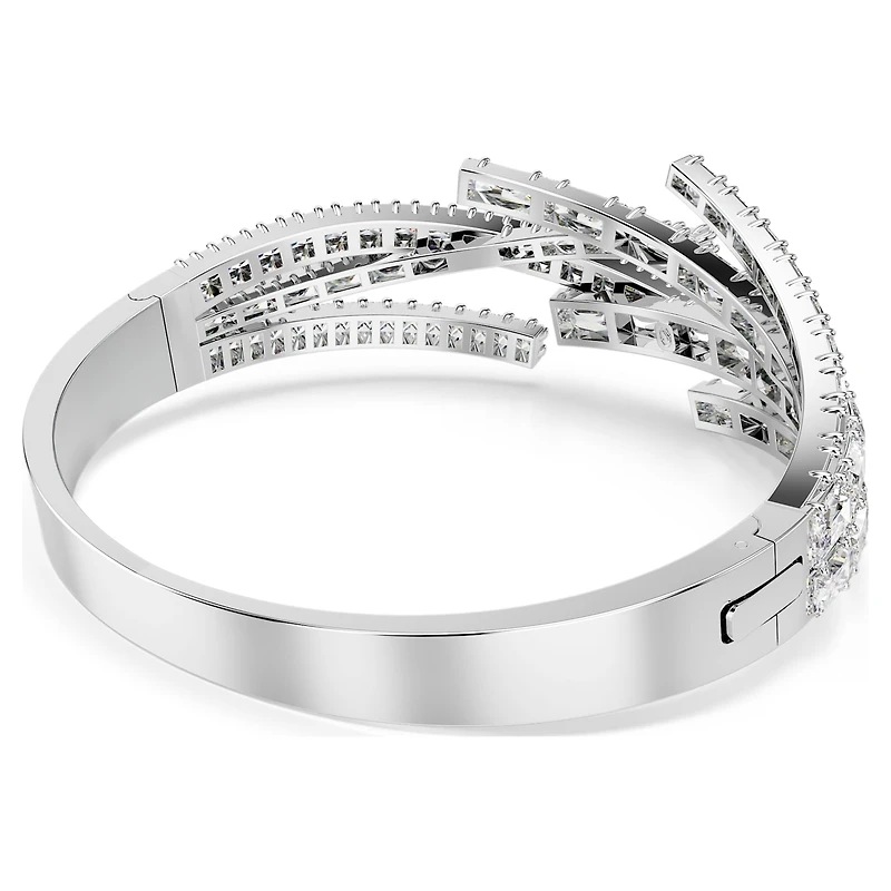 Matrix bangle, Mixed cuts, White, Rhodium plated by SWAROVSKI