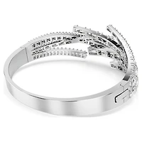 Matrix bangle, Mixed cuts, White, Rhodium plated by SWAROVSKI