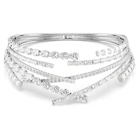 Matrix choker, Mixed cuts, White, Rhodium plated by SWAROVSKI