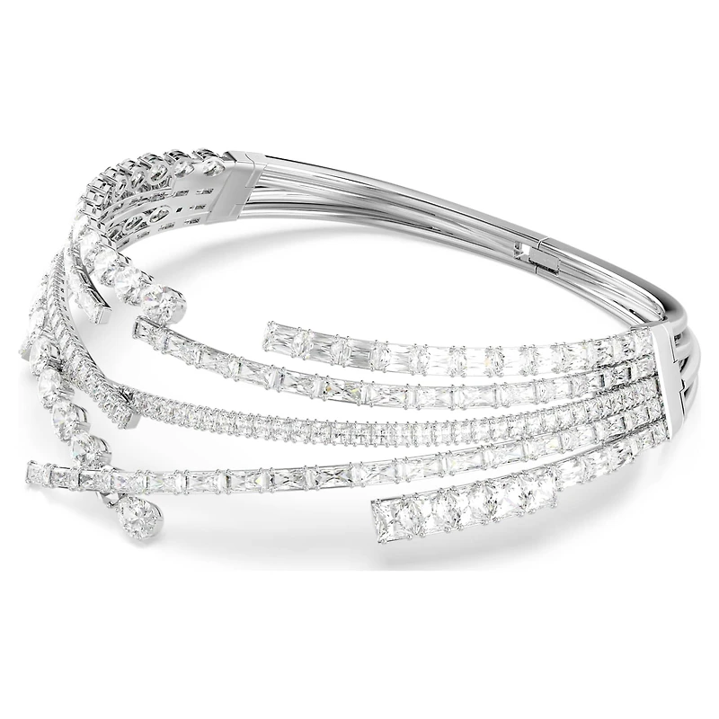 Matrix choker, Mixed cuts, White, Rhodium plated by SWAROVSKI