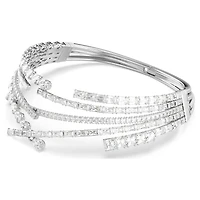 Matrix choker, Mixed cuts, White, Rhodium plated by SWAROVSKI