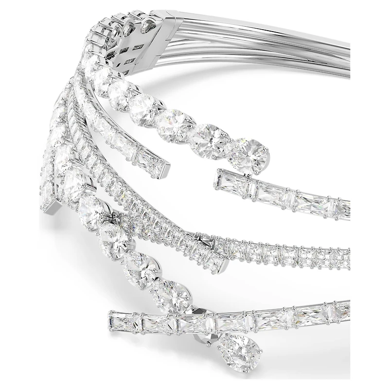 Matrix choker, Mixed cuts, White, Rhodium plated by SWAROVSKI