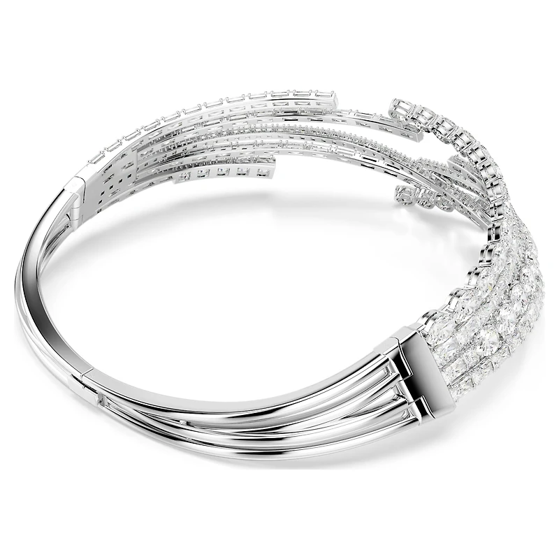 Matrix choker, Mixed cuts, White, Rhodium plated by SWAROVSKI