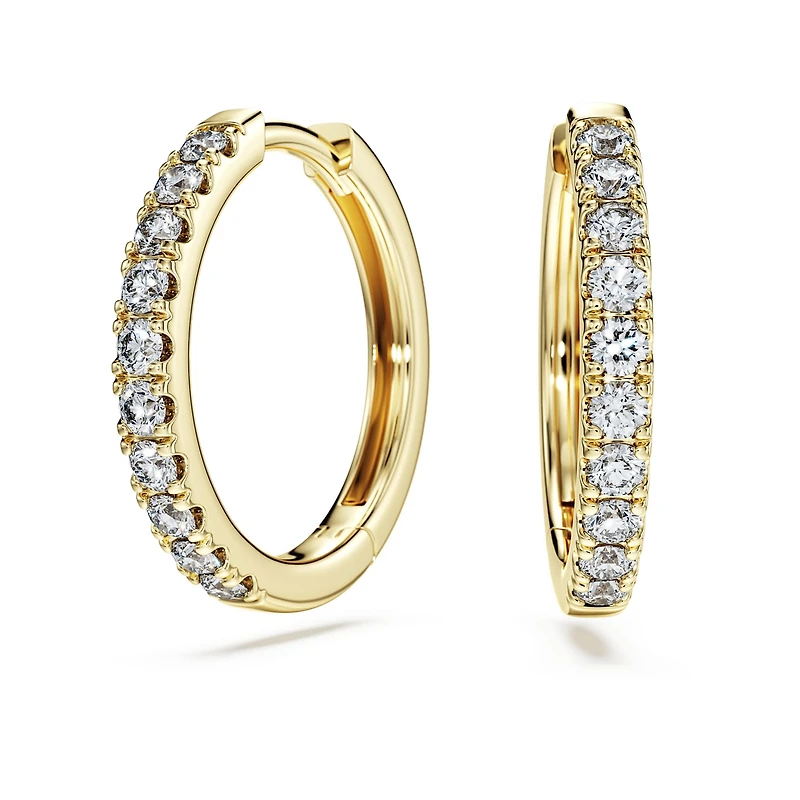 Eternity hoop earrings, Lab-grown diamonds 0.5 ct tw, Round shape, 14K yellow gold by SWAROVSKI