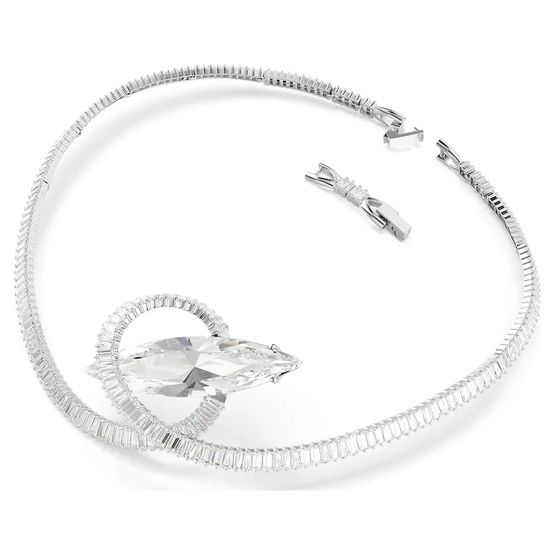Matrix choker, Baguette cut, White, Rhodium plated by SWAROVSKI