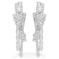 Matrix hoop earrings, Mixed cuts, White, Rhodium plated by SWAROVSKI