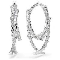 Matrix hoop earrings, Mixed cuts, White, Rhodium plated by SWAROVSKI